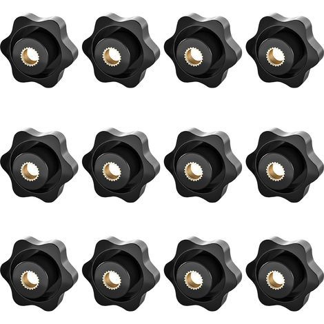 12 Pièces - Écrou à Poignée - Vis Moletée - Fixation Manuelle Sans Outil - Pour Machines Et Meubles - Noir - 32x0,6cm (1/5)