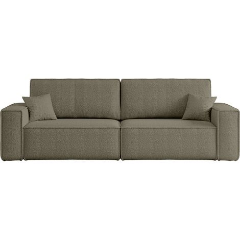 Divano 3 posti KARL con apertura rapida – funzione letto, tessuto bouclé grigio, divano-letto per soggiorno, comfort premium (1/5)