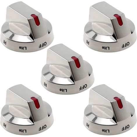 Suitable for Samsung DG64-00473B Replacement Stove Knob, Gas Oven Stove Knobs - Replaces only. Fits Model NX58M6850SG, NX58H5600SS, NX58H5650WS, NX58J7750SS, 5PCS, Silver (1/5)