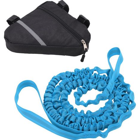 Attache de remorquage vélo élastique, sangle traction pour remorque VTT et sorties familiales - Kit bleu (1/5)