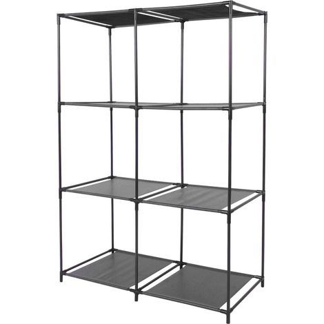 Étagère en Métal et Toile Plastique Noir - 6 Casiers (1/2)