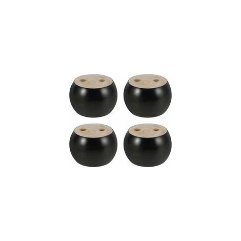 Lot de 4 Pieds de Meubles en Bois Rond hauteu 5cm, pour canap, Lit, Fauteuil, Armoire, avec vis et Ruban (Noir) (1/5)