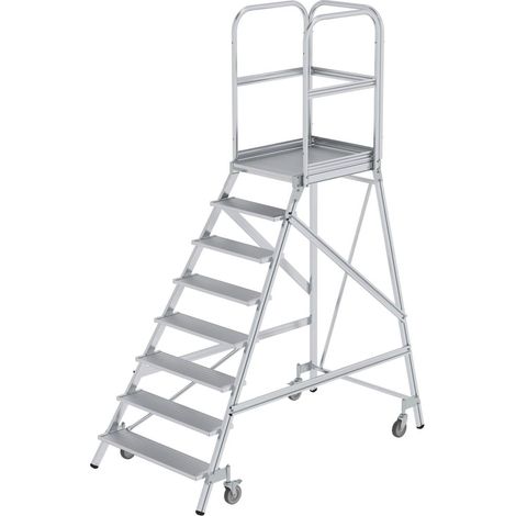 MUNK Podestleiter fahrbar Aluminium geriffelt 8 Stufen (1/5)