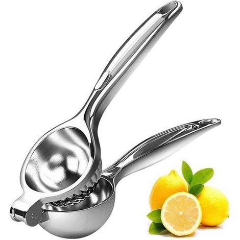 Presse-citron manuel en acier inoxydable, bol extra large de 6,9 cm (2,7 pouces), robuste et de haute qualité, couleur argent.