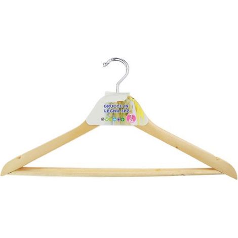Cleafe - Set 3pz Grucce Stampelle Appendiabito In Legno Vestiti Pantaloni Giacche 36cm 10449 -