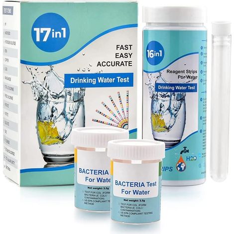 Hauswassertest-Set zur einfachen Prüfung von Trinkwasser (pH-Wert, Bleigehalt).