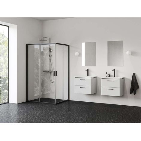 Ravak Blix II - Duschtür NBLRV2K-100, 100x195 cm, Schwarz/Klarglas 1XMA0300Z1 (1/4)