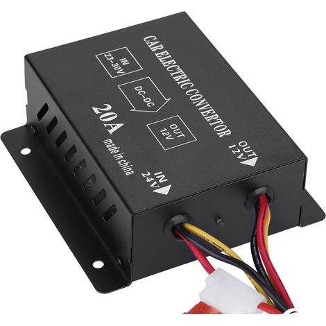 Convertisseur abaisseur de tension pour voiture, 24V à 12V, pour les mises à niveau des caissons de basses audio/vidéo de camions (24V à 12V/20A/240W). (1/5)
