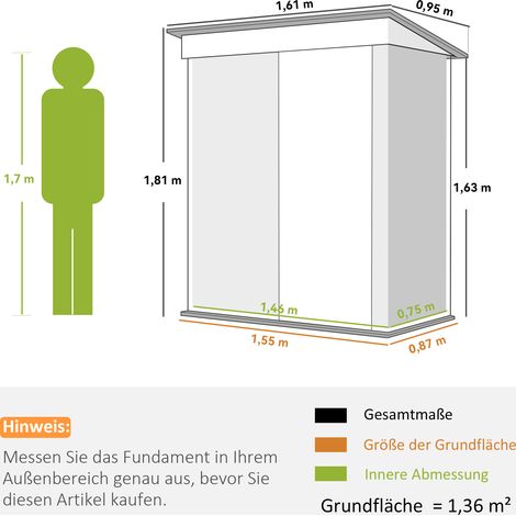 Abri de jardin, abri à outils extérieur en tôle ondulée, fixation murale, étagères réglables, porte verrouillable, gris (1/5)