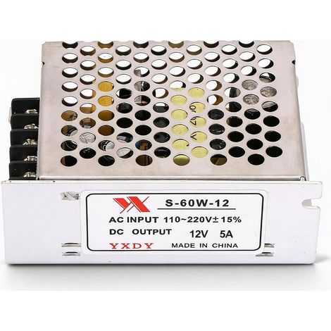 Adaptateur d'Alimentation à Découpage Universel, 12V 5A 60W, Convertisseur de Tension CA/CC Régulé, pour LED (1/5)