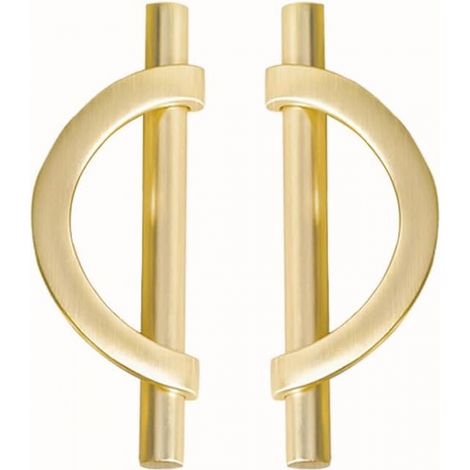 Gebürstete goldene Schrankgriffe, Küchenschrankbeschläge, Set mit 2 halbmondförmigen Schrankgriffen aus Zinklegierung.