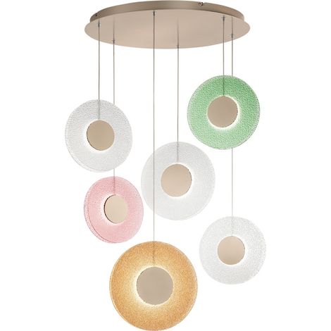 Suspension Candy XXL multicolore en verre et métal avec 6 LED (1/3)
