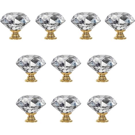 Poignées de meuble en cristal, diamant 30 mm pour buffet cuisine (1/5)