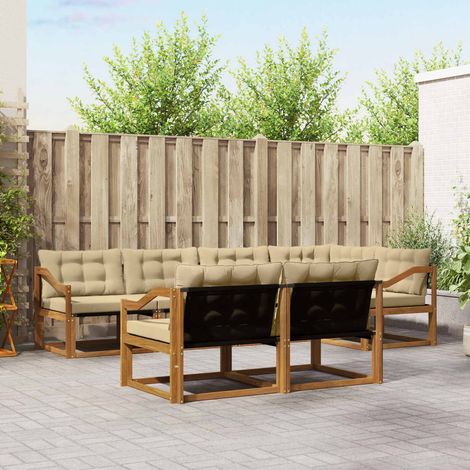 vidaXL Outdoor-Sofagarnitur 7 Stk. Natur und Beige (1/5)