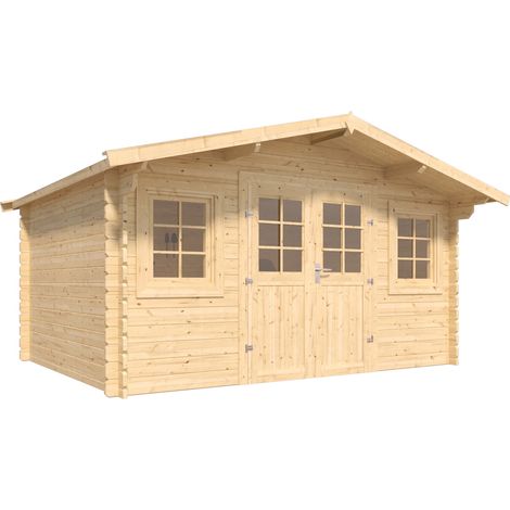 FOREST STYLE - Cobertizo de Jardín Stelo Modern 10 m² (4,10 x 3,40 x 2,30 m) – Madera de Pino Silvestre – Techo de Fieltro Bituminoso – Ventanas Oscilobatientes – Puertas de Cristal – Cerradura de Ace (1/4)