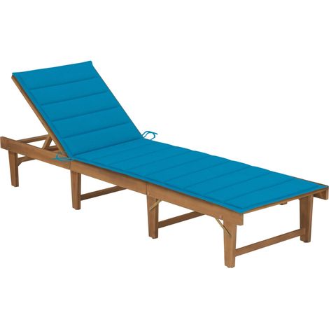 Chaise longue pliable avec coussin Bois d'acacia solide