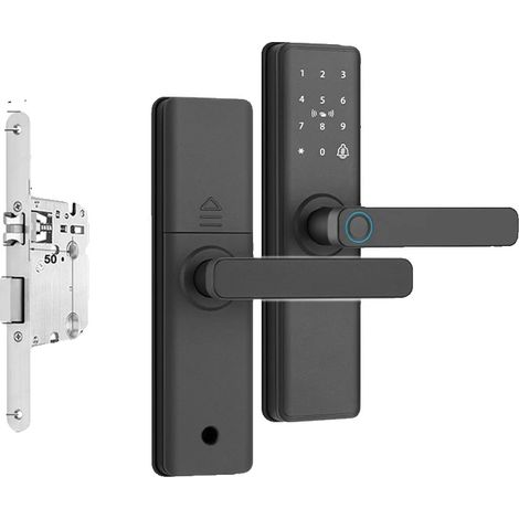 Cerradura inteligente con huella dactilar, acceso remoto, gestión multiusuario, cerradura + cerradura de embutir 22225R (5050) (1/2)