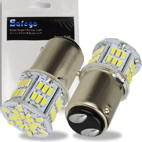 Ampoules 1157 BAY15D LED 3014 54 SMD - Lampe Blanche - Pour Inversée, Sauvegarde, Feu de Freinage - 12V - Lot de 2 (1/5)