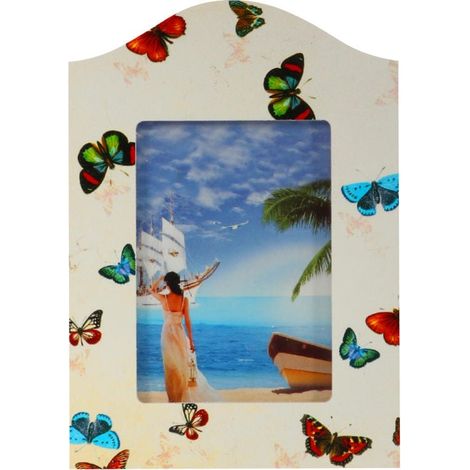 Cornice portafoto color crema con farfalle (1/2)