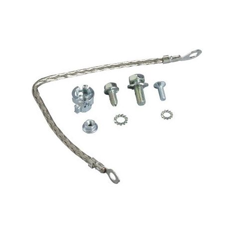 Tresse de mise à la terre 6mm² longueur 200mm raccordement par borne à anneau Prisma SCHNEIDER