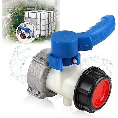 (75×75×131mm)Robinet Cuve 1000L Adaptateur Cuve 1000L DN50 (75mmmm) Raccord Cuve IBC Robinet de Vidange Adaptateu de Réservoir IBC Connecteur Cuve IBC Papillon (1/4)