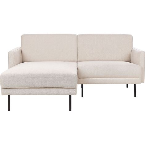 Corner Sofa 2 Seater BREDA Fabric Light Beige Right Hand (1/5)
