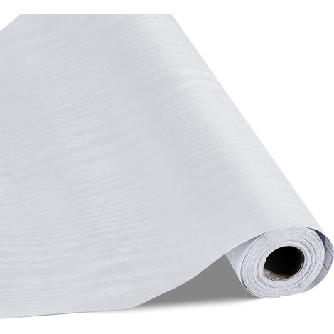 Papier Peint Adhésif Mural, 45 cm x 10 m, Rouleau Papier Peint Autocollant en Vinyle, Motif Texture Bois Blanc, Imperméable, pour Revêtement Mural, Chambres, Cuisines, Salles de Bain, Bureaux (1/5)