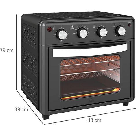 Mini four, friteuse à air chaud, 90-230 °C, 7 programmes, accessoires, noir (1/5)