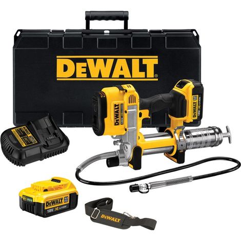 Dewalt DCGG571M2 18v XR Cordless Li-Ion Grease Gun + 2 x 4.0Ah Battery, Case (1/4)
