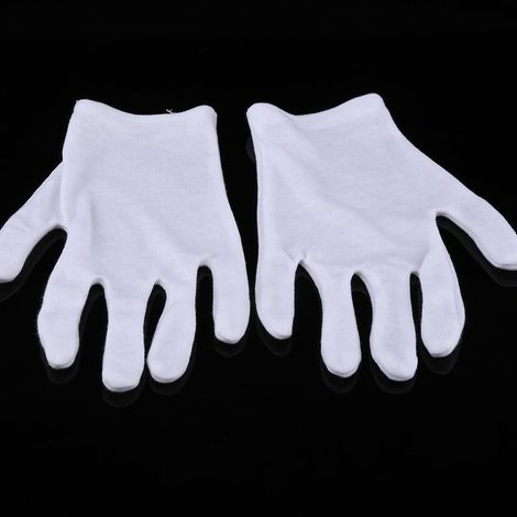 Gants de travail en coton blanc, lot de 12 paires, protection pour inspection de pièces, bijoux et argent (1/5)