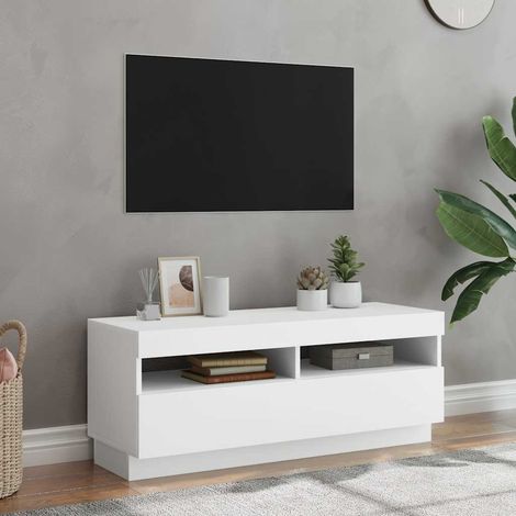 vidaXL Mobile Porta TV con Luci LED Bianco 100x35x40 cm