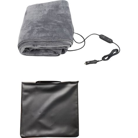 GARRYFIZH Couverture chauffante pour voiture, 3 niveaux de température réglables, arrêt programmé, lavable, douce, confortable et portable, grise (1/3)
