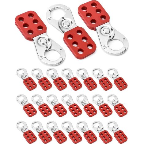 Lockout/Tagout Haspel, manipulationssicher, Edelstahl, Rot, 24 Stück