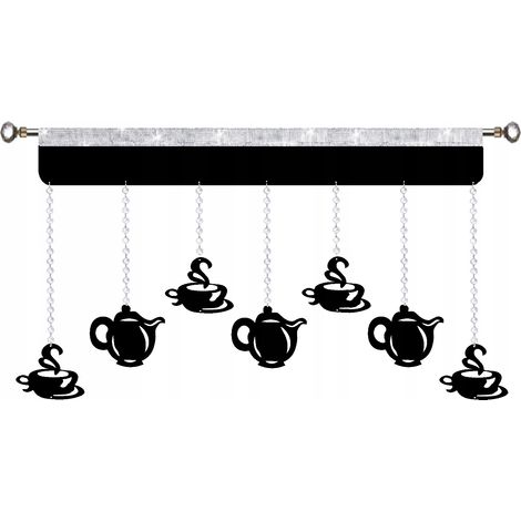 GLAMOUR Garland Küchenvorhang mit durchbrochenem Muster, Café-Stil, 200 cm