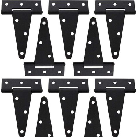 Lot de 10 Charnières en T 10,2 cm Fer Forgé Noir pour Porte Abri Jardin Grange Clôture