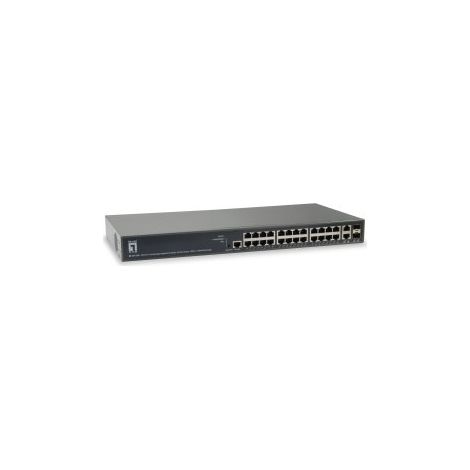 SWITCH GESTIONABLE LEVELONE L3 GEP-2681 26P 24xGb PoE 2x RJ45/SFP 185W