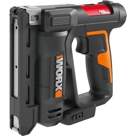 Worx – Agrafeuse sans fil 20V – Vitesse de clouage 60 cps/min – Accepte agrafes 6-14 mm et clous 15 mm – Pour fixation sur bois léger