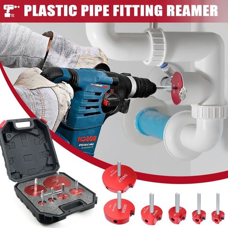 Ej.Life 6-teiliges PVC-Rohr-Reibahle, Kunststoff-Rohrfitting-Reibahle, PVC-Fitting-Saver, enthält 3/4", 1", 1,5", 3", 4" Aluminiumkopf (1/5)