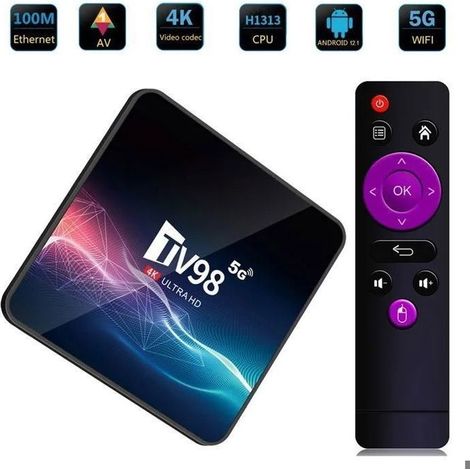 Boîte TV Android TV98, Android 12.1 H313 4K 60FPS HDR10 Quad Core 2G + 16G 2.4G & 5G - Google Store (1/5)