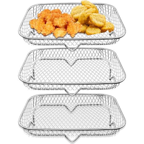 Zubehör für die Heißluftfritteuse: 3-teiliger Edelstahlrost – Silber