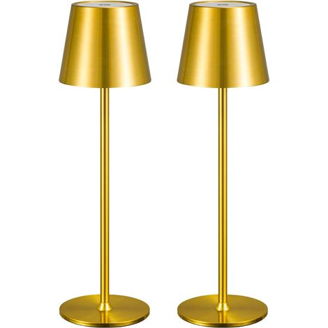 Lot de 2 lampes de table tactiles sans fil, 3 couleurs, IP54, doré (1/5)
