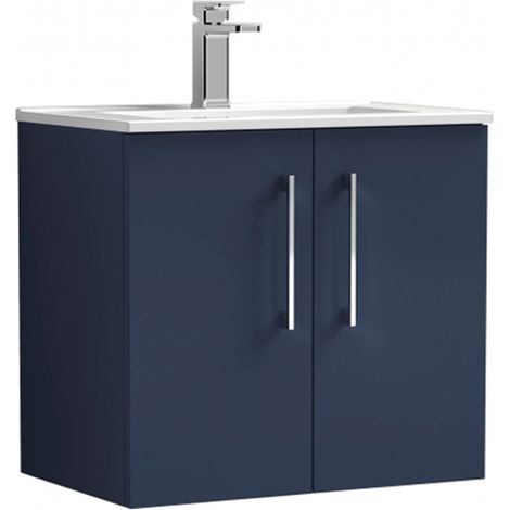 Nuie Arno Wall Hung 2-Door Vanity Unit with Basin-2 600mm Wide - Midnight Blue (1/6)