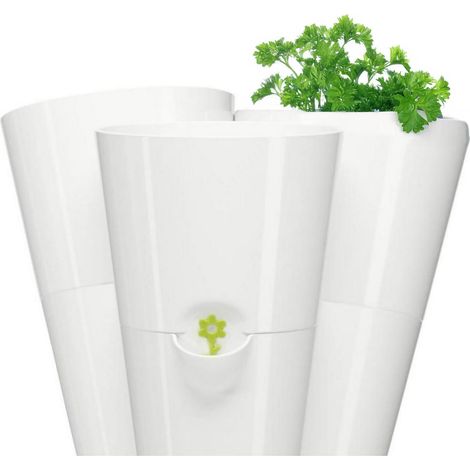 Emsa Trio Kräutertopf 27 x 25 cm mit Selbstbewässerung - weiß - Blumentopf mit Bewässerungsboden und Wasserstandsanzeiger