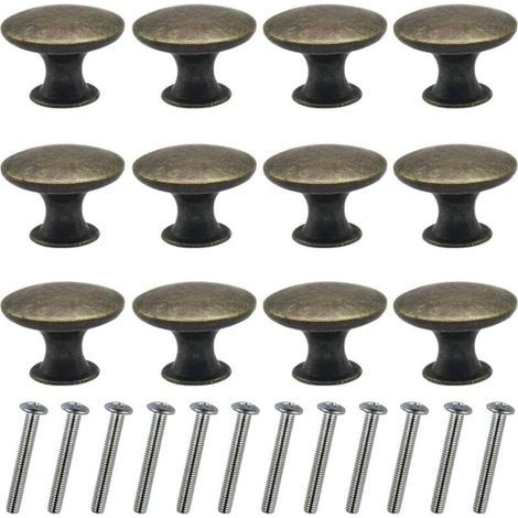 12 pomelli vintage per cassetti da 30 mm, maniglie rotonde in bronzo per armadi e comodini (1/4)