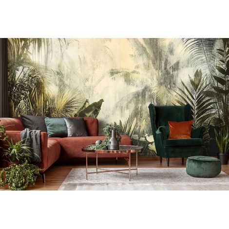 Vlies Fototapete Landchaft 150x105 cm, Tapeten, für Wohn und Schlafzimmer, Vliestapete Wandtapete Tapete 3D Effekt- inkl. Kleister - Dschungel See Grün tropisch, WallArena (1/4)