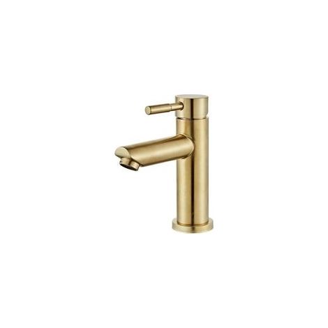 Grifo, grifo de lavabo, baño, diseño elegante y moderno, grifo de latón dorado cepillado, lavabo, suministro de agua fría y caliente, válvula de cerámica