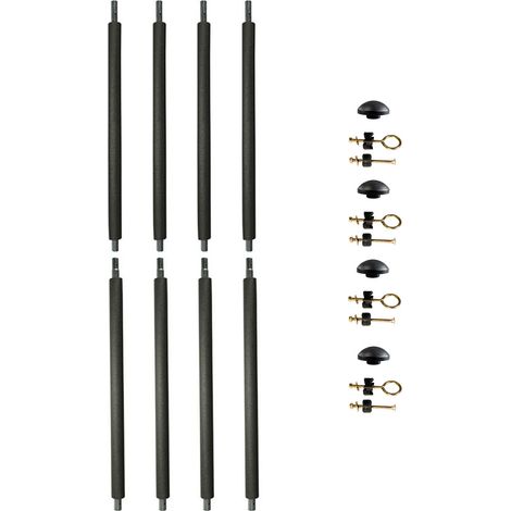 KANGUI Lot de 4 poteaux de filet de sécurité Ø25mm pour trampolines de jardin toutes marques avec mousse, visserie et capuchon (longueur totale 215cm)
