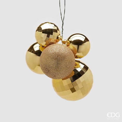 EDG Enzo De Gasperi Addobbo di Natale Grappolo MirrorMix 5 Pz Gold
