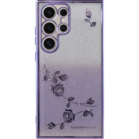 Custodia per Samsung Galaxy S24 Ultra, fiore glitterato, viola (1/2)