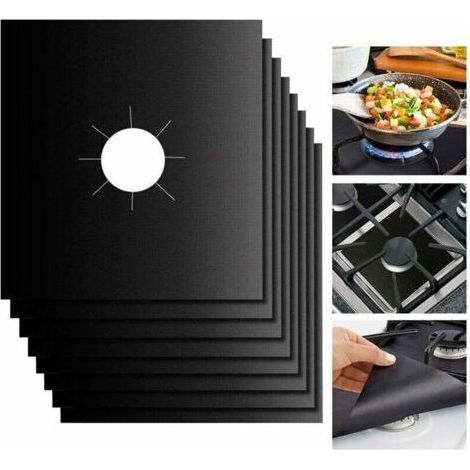8 Pièces Protection Plaque Cuisson Gaz Réutilisable Couvre de à Anti Chaleur Tapis Cuisinière Antifouling Nettoyer Housse 27x27cm (1/5)
